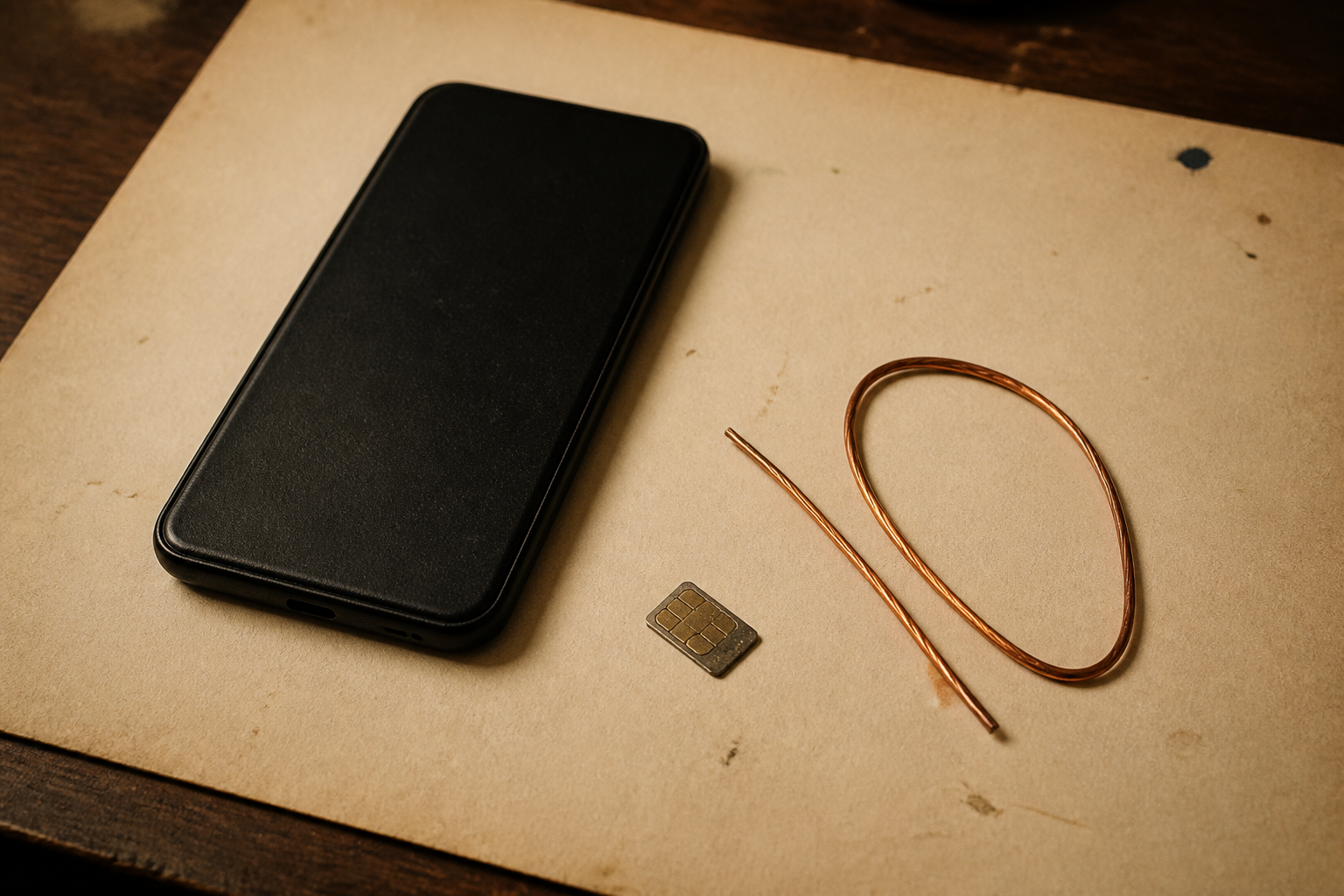 An ordinary phone face-down beside a scratched SIM. The installed base already looks up.