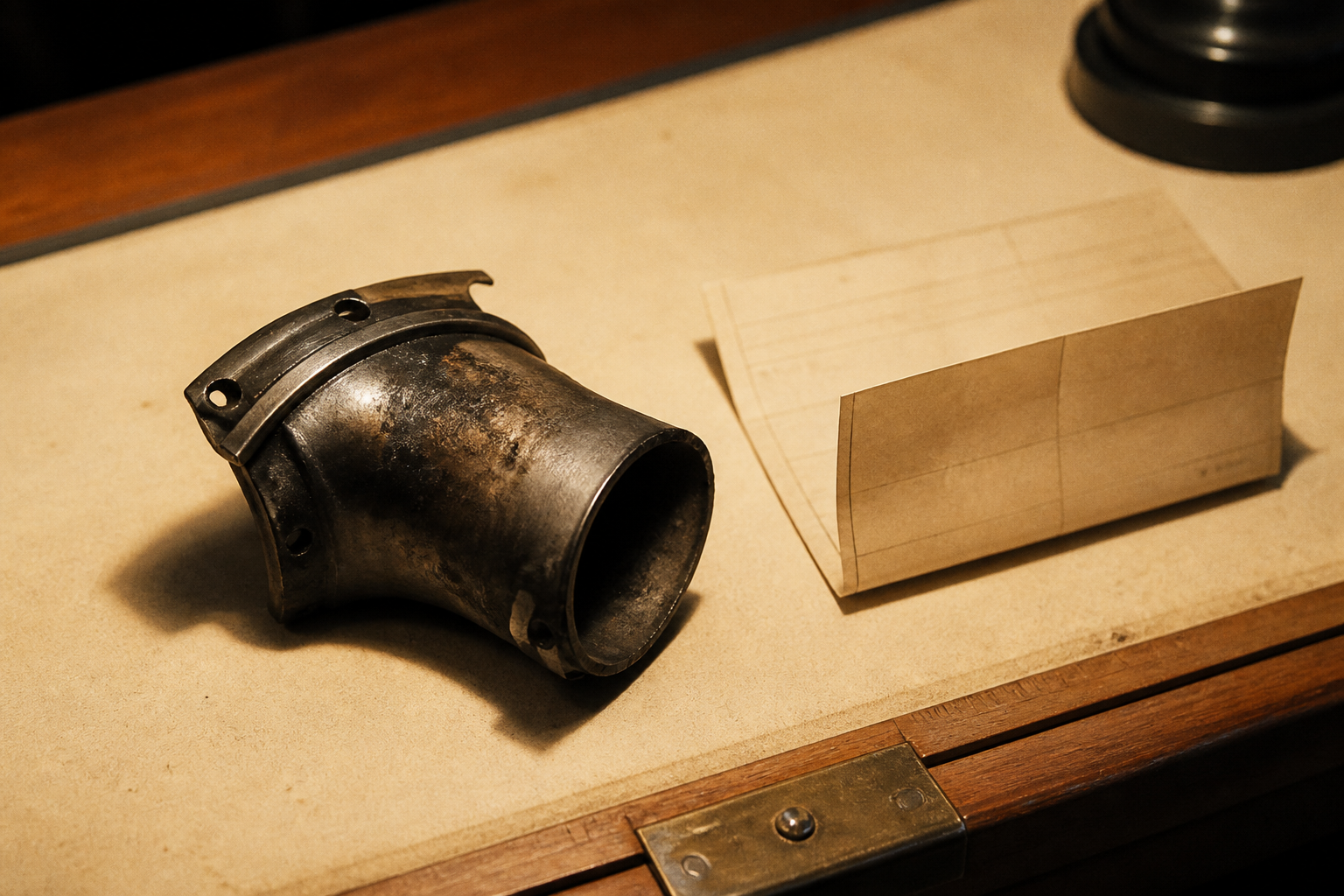 A soot-stained nozzle and a folded permit stub.