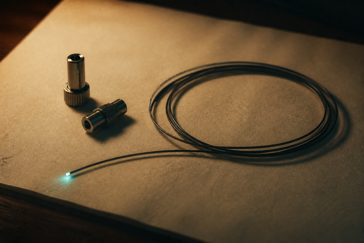 Bare optical fibre and two unbranded terminals. The mesh already has a NORAD cloud.