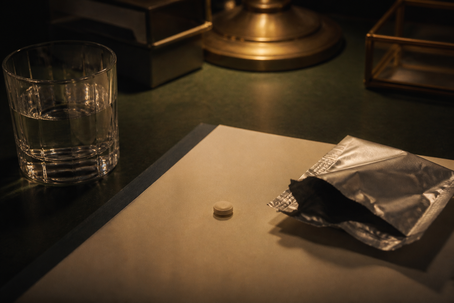 An unmarked tablet and a torn cold-chain sleeve. Convenience already has a label.